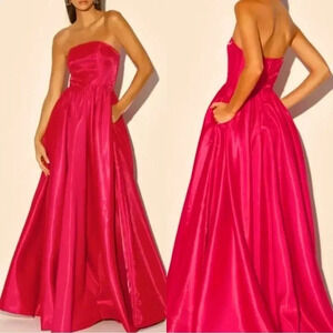 Lulu's Pink Strapless Maxi Gown for Weddings
